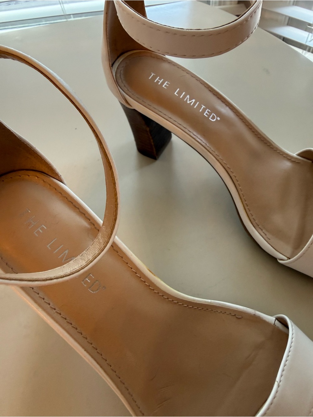 The Limited white Ankle-Strap Block Heel Sandals